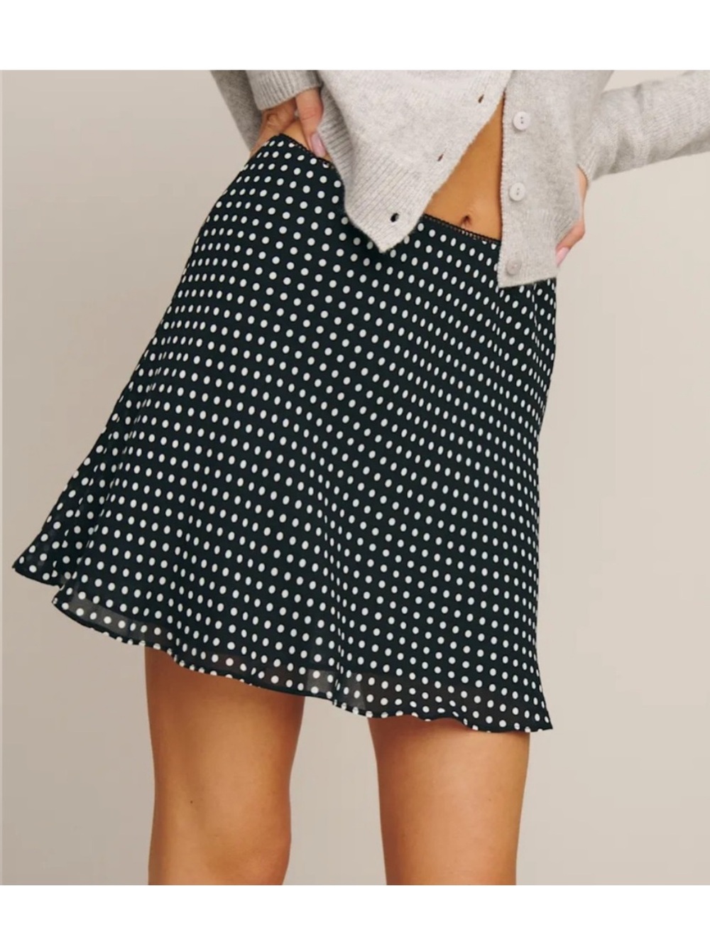 Reformation Brandy Polka-Dot Woven Mini Skirt